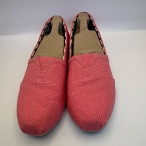 TOMS Alpargata Shell Pink Heritage Canvase Size 10 Rare Color